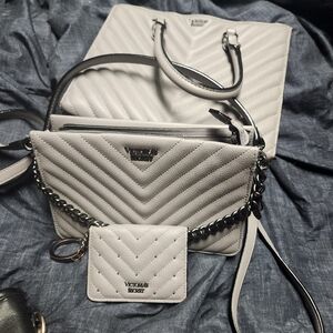 Victoria's Secret Quilted Crossbody Bag Set in Gray